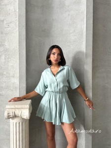 Rochie tip camasa cu elastic in talie - Img 5