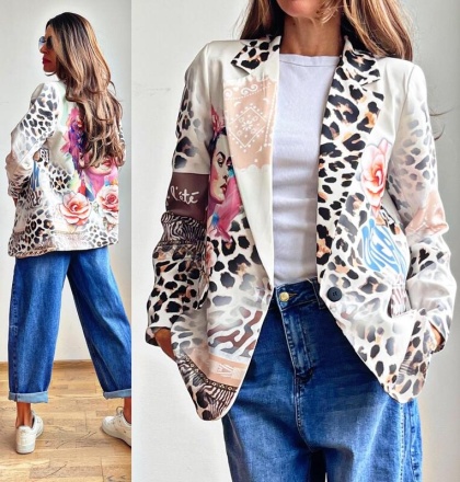 Sacou dama cu imprimeu colorat - Img 2