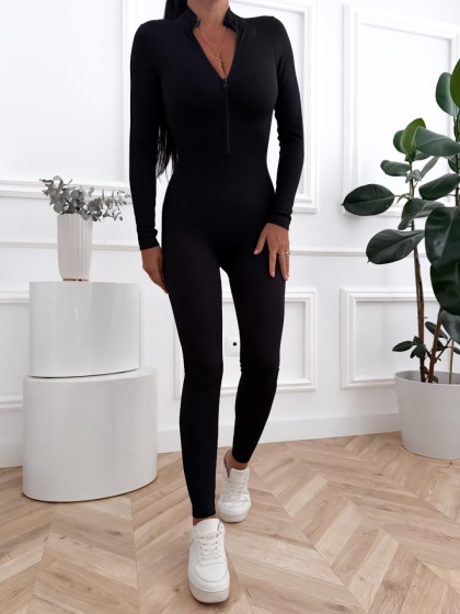 Salopetă modelatoare cu fermoar și nervuri - Img 3