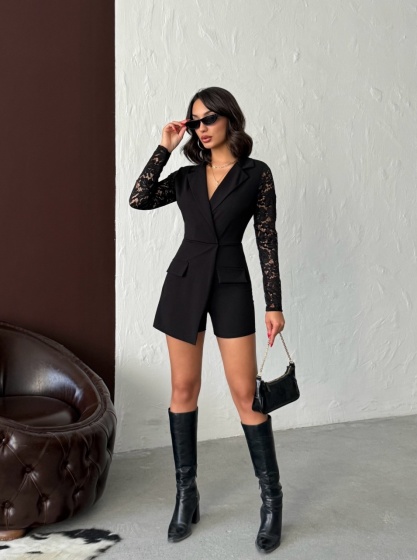 Salopeta scurta petrecuta stil sacou - Img 4