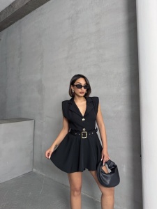 Salopeta scurta stil rochie cu accesoriu curea - Img 5