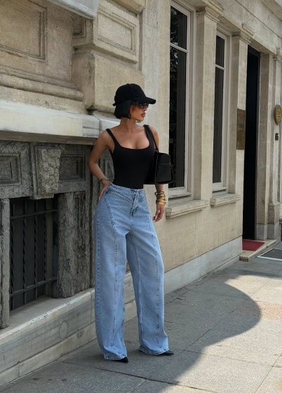 Blugi baggy cu detaliu cusatura  - Img 2