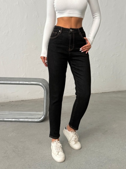 Blugi dama elastici cu cusaturi accentuate - Img 1