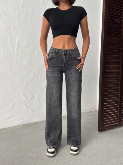 Blugi evazati elastici cu rupturi la spate - Img 5