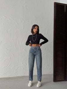 Blugi mom fit cu aplicatii din strasuri - Img 5