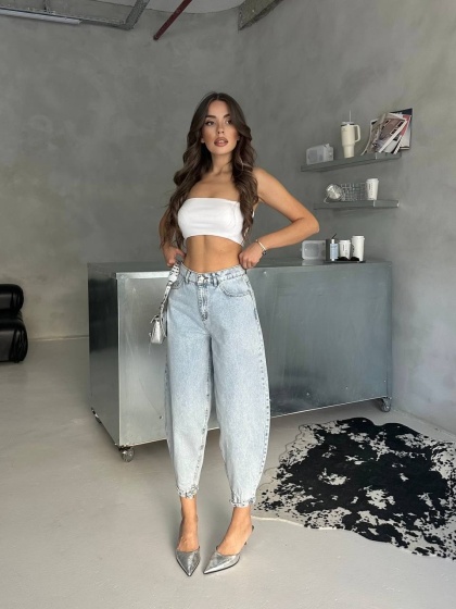 Blugi mom fit cu tiv ajustabil - Img 2