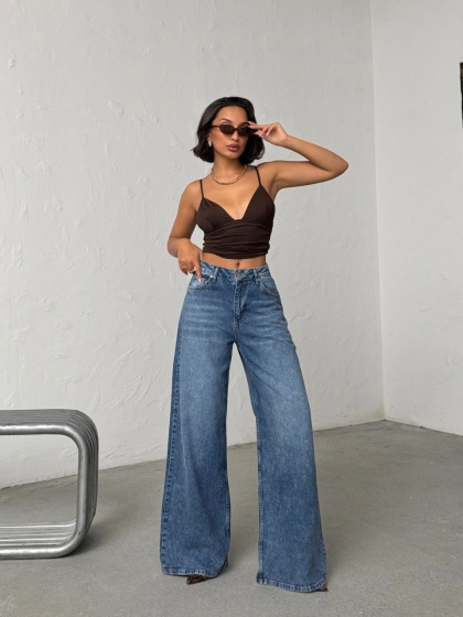 Blugi simpli cu croi larg - Img 2