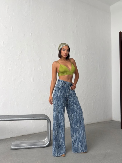 Blugi wide leg cu aspect vintage - Img 6