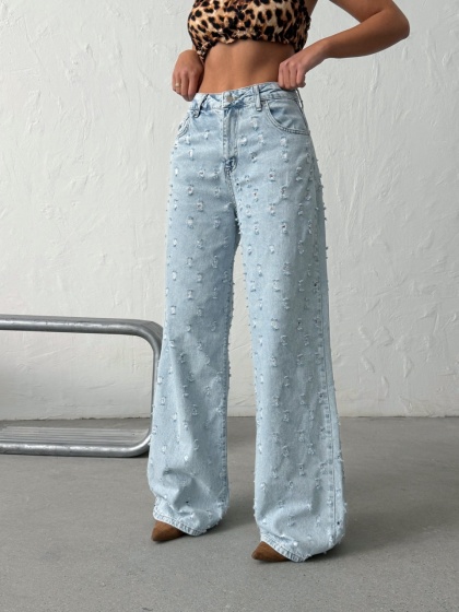 Blugi wide leg cu aspect vintage - Img 5