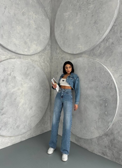 Blugi wide leg cu betelie petrecuta - Img 5