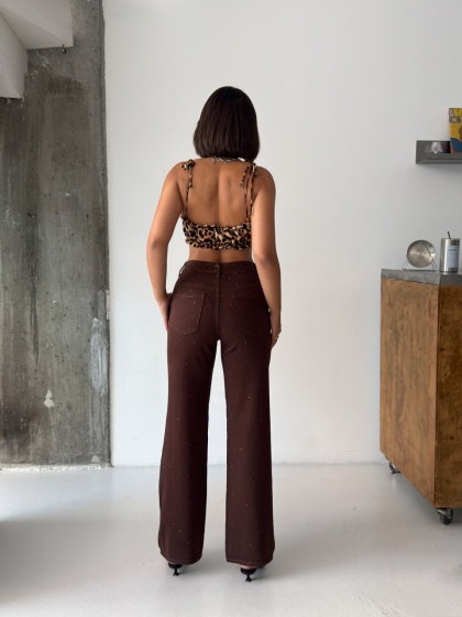 Blugi wide leg cu detalii strasuri - Img 3