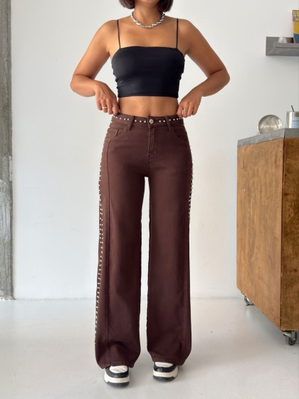 Blugi wide leg cu detalii tinte - Img 4