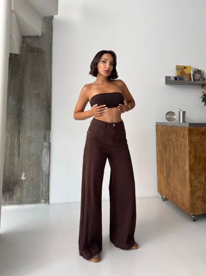 Blugi wide leg elastici cu croi extra evazat - Img 6