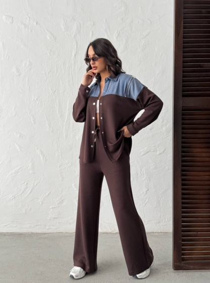 Compleu cu denim si pantaloni evazati - Img 2