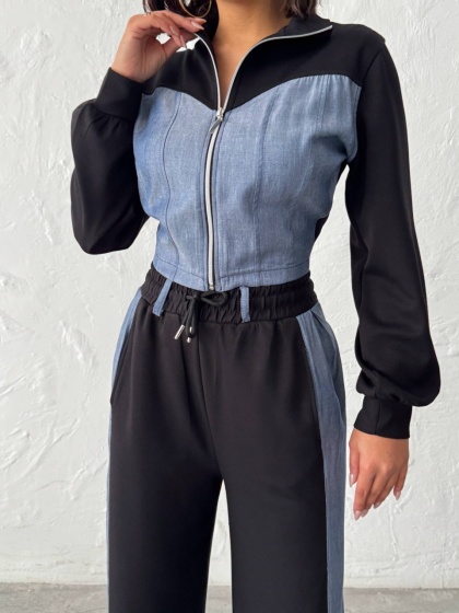 Compleu cu denim si pantaloni evazati - Img 5