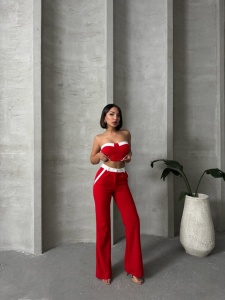 Compleu dama cu pantalon evazat si top - Img 4