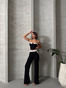 Compleu dama cu pantalon evazat si top - Img 6