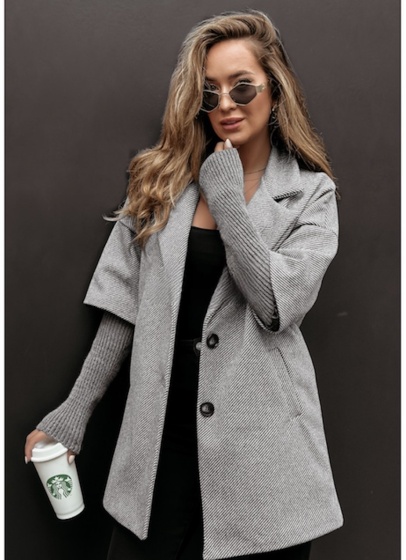 Palton dama cu maneci din tricot - Img 2