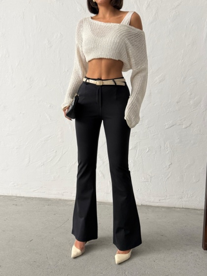 Pantaloni dama evazati cu accesoriu curea - Img 3