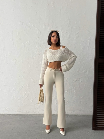 Pantaloni dama evazati cu accesoriu curea - Img 5