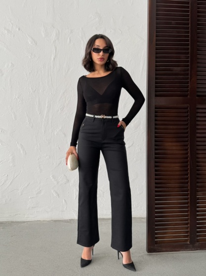 Pantaloni evazati cu accesoriu curea - Img 7