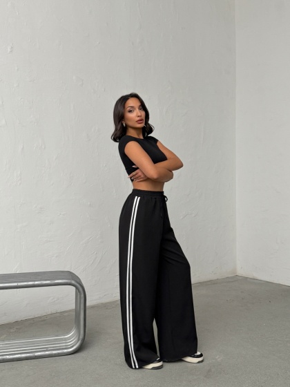 Pantaloni evazati cu detaliu dungi - Img 5