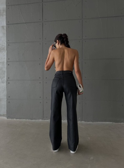 Pantaloni evazati din piele ecologica - Img 3