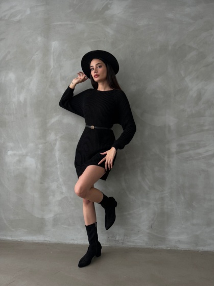 Pulover dama lung cu accesoriu curea - Img 5