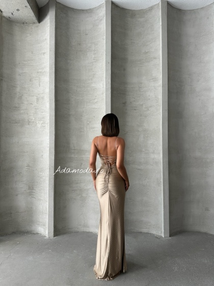 Rochie eleganta cu siret la spate accesorizata cu strasuri - Img 7