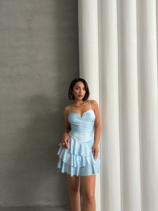 Rochie eleganta cu volane si aplicatii din strasuri - Img 6