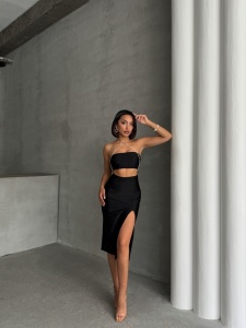 Rochie eleganta din lycra crapata pe picior - Img 5