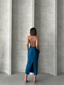 Rochie eleganta din lycra cu bretele din lant - Img 2