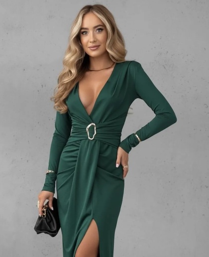 Rochie elegantă din lycra, cu detaliu metalic - Img 2