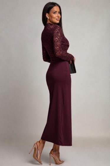 Rochie elegantă din lycra și dantelă catifelată - Img 2