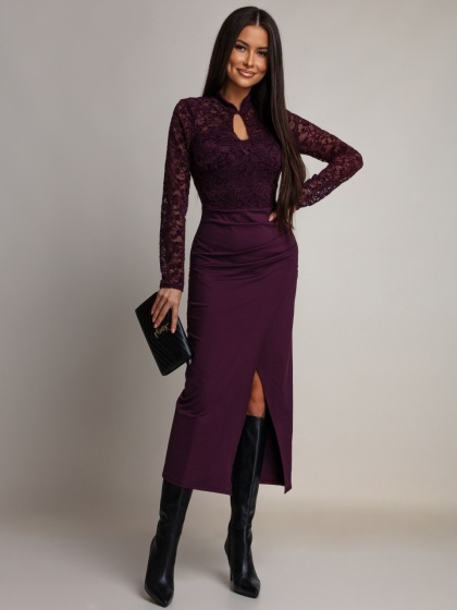 Rochie elegantă din lycra și dantelă catifelată