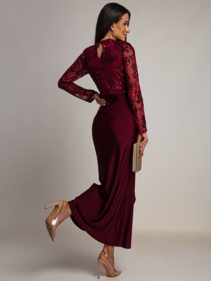Rochie elegantă din lycra și tulle cu paiete - Img 4