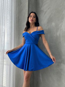 Rochie eleganta din satin scurta cu bretele - Img 7