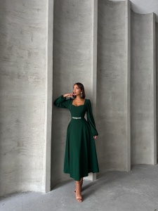 Rochie eleganta lunga cu accesoriu in talie - Img 2