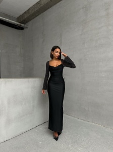 Rochie eleganta lunga cu aplicatii din strasuri - Img 3