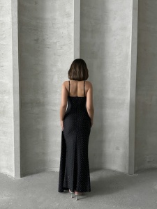 Rochie eleganta lunga cu bretele accesorizata cu strasuri - Img 5