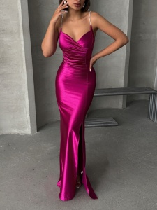 Rochie eleganta lunga cu bretele din strasuri - Img 3
