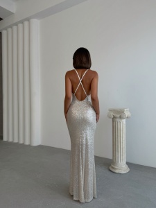 Rochie eleganta lunga cu paiete - Img 3