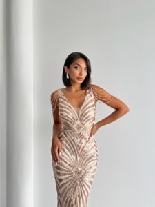 Rochie eleganta lunga cu paiete - Img 3
