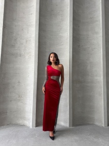 Rochie eleganta lunga din catifea - Img 5