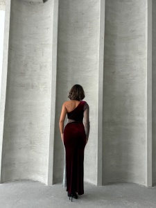 Rochie eleganta lunga din catifea - Img 2