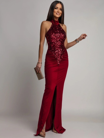 Rochie eleganta lunga din lycra cu paiete - Img 5