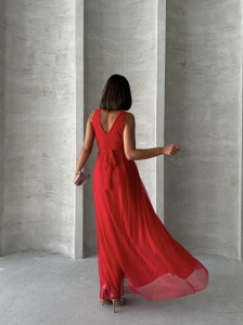 Rochie eleganta lunga din tul cu anchior petrecut - Img 5
