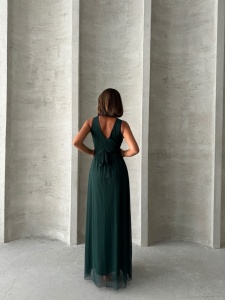 Rochie eleganta lunga din tul cu anchior petrecut - Img 4