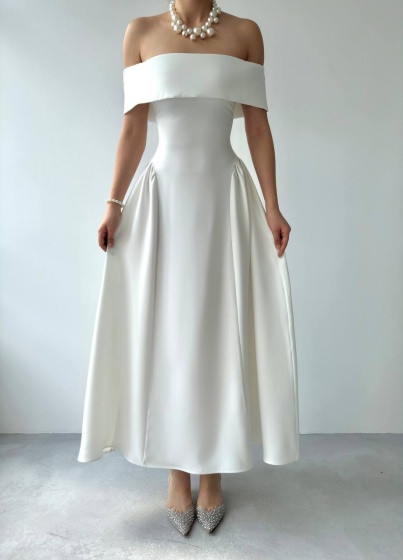 Rochie eleganta lunga pe umeri - Img 4