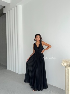 Rochie eleganta lunga plisata cu insertii sclipitoare - Img 7